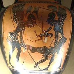 Morte di Sarpedonte Anfora Attica (500-490 a.C.), dall'Italia, Parigi, Musée du Louvre