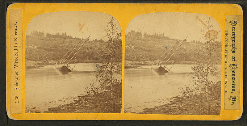 File:Schooner wrecked in Narrows, by E. C. Fernald.jpg