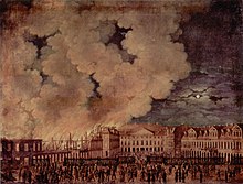 Die um 1830 gemalte Ansicht des Braunschweiger Schlossbrandes ist ein Werk des Braunschweiger Kupferstechers Karl Schröder. Braunschweig, Städtisches Museum (Quelle: Wikimedia)