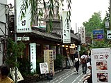 Alley with restaurants serving traditional cuisine