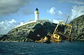 Wrack des lettischen Fischereischiffs Lunohods 1 in der Nähe von Bressay Lighthouse. Das Schiff lief am 9. November, 1993 auf Grund und begann zu sinken.