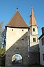 Evangelisch-lutherische Pfarrkirche, ehem. St. Peter, in Sinbronn, einem Ortsteil von Dinkelsbühl im Landkreis Ansbach (Mittelfranken/Bayern), Kirchtu...