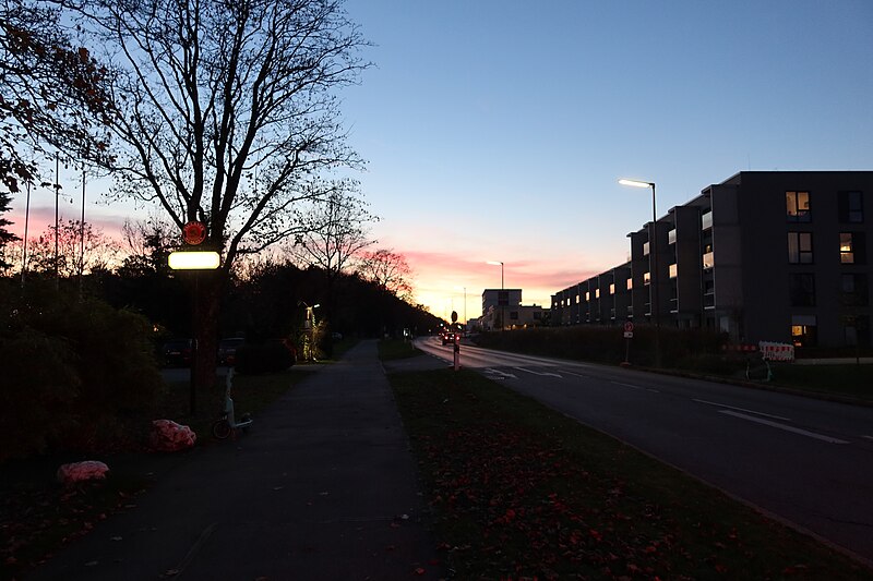 File:Sonnenuntergang über der Hochäckerstraße Höhe Roma 2022-11-11.jpg