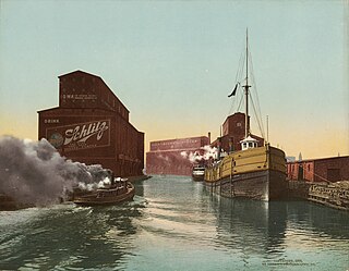 South Branch of the Chicago River at 14th Street 1900 photochrom