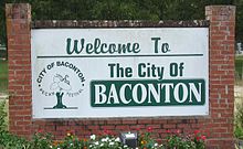 Baconton welcome sign located at the intersection of US-19 & GA-93 Staged9.jpg