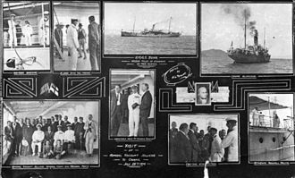 Collage of commemorative photographs, including the visit of Admiral Viscount Jellicoe StateLibQld 1 72615 Suva (ship).jpg