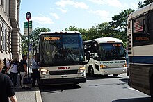 Students use Martz Trailways buses to return between campus and home/major cities. State St Battery Pl td (2018-08-23) 20.jpg