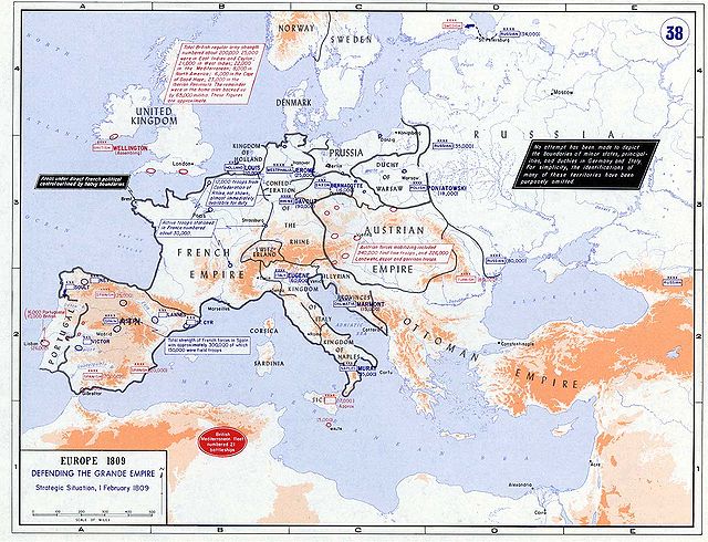 Katonai helyzet Európában 1809. február