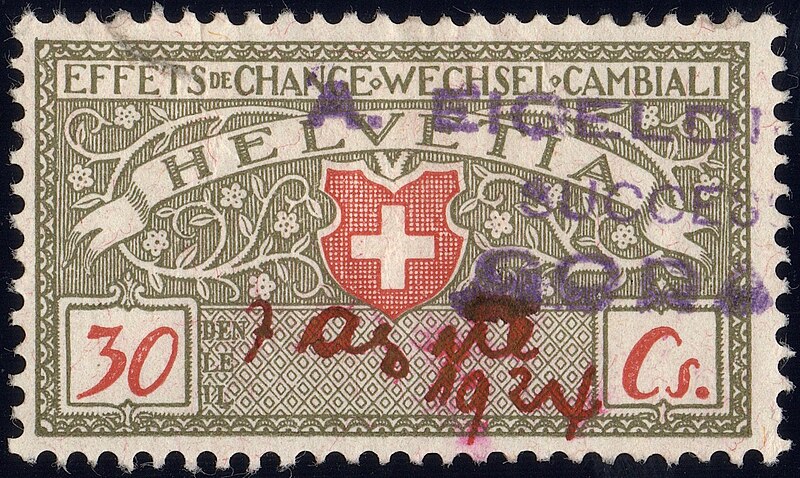 File:Switzerland federal bill of exchange revenue 1918 30c-6A.jpg