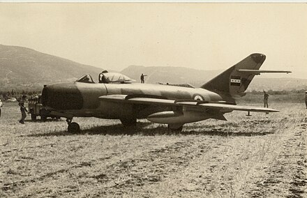 One of two MiG-17s of the Syrian Air Force that landed by error at Betzet airstrip, Israel on 12 August 1968.