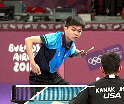 Table tennis at the 2018 Summer Youth Olympics – Men's Singles Bronze Medal Match 501 (cropped).jpg