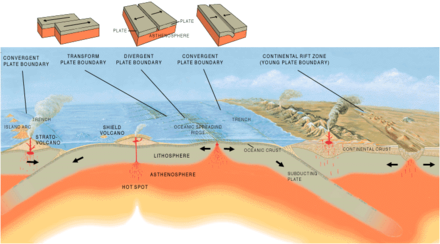 Oceanic crust is formed at a mid-ocean ridge, while the lithosphere is subducted back into the asthenosphere at oceanic trenches