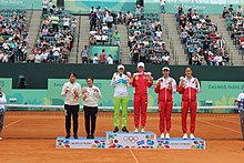 Tennis at the 2018 Summer Youth Olympics - Girls Doubles Victory Ceremony 42.jpg