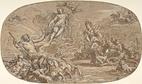 La naissance de Vénus avec Neptune, Cybèle et le chariot du Soleil