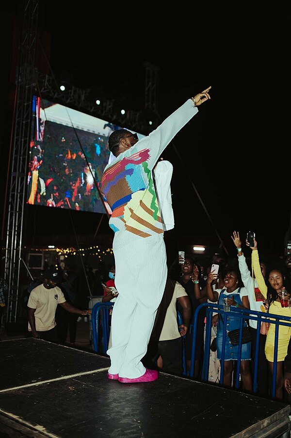 Timaya Performing to Fans at a tour in Rwanda, April 2022.