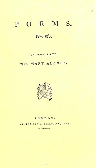 <span class="mw-page-title-main">Mary Alcock</span> British poet, essayist, philanthropist