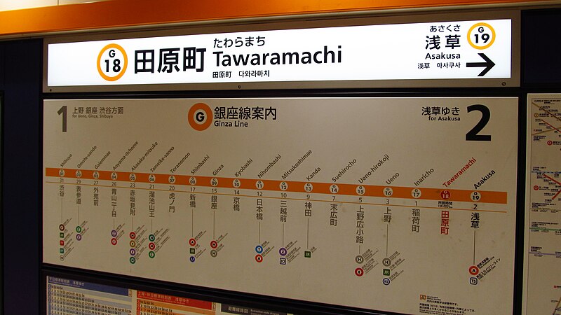 File:TokyoMetro-G18-Tawaramachi-station-sign-20180225-184332.jpg