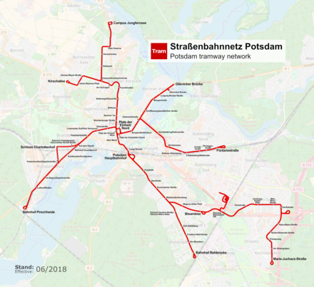 The Potsdam Tramway network