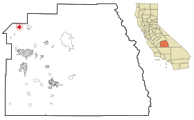 Tulare County California Incorporated and Unincorporated areas Dinuba Highlighted.svg