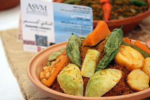 Tunisian brown couscous with vegetables.JPG