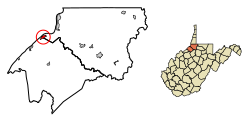 Localização da cidade de Paden em Tyler County, West Virginia.