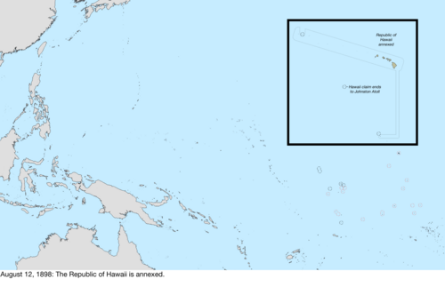 Map of the change to the United States in the Pacific Ocean on August 12, 1898