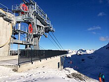 Blick von der Weststation der Urdenbahn Richtung Hörnligrat. Hinten die Aroser Dolomiten