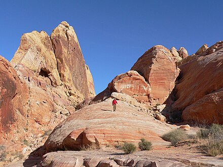 High cliffs and areas like this in Valley of Fire State Park served as the alien planet Veridian III.