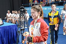 Victory Ceremony Girls 53kg Group A Weightlifting 2018 YOG 57.jpg