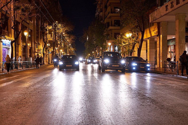 File:View of Akadimias Street at night from the corner with Voukourestiou Street.jpg