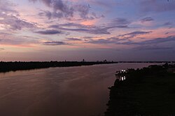 View of the Rajang river during sunset on the Lanang bridge in Sibu