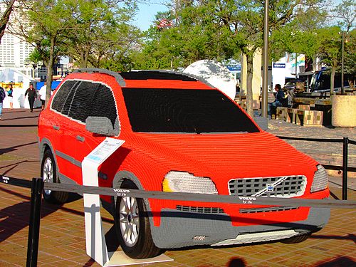 A model of a Volvo XC90 constructed from Lego bricks on display at Volvo Ocean Race – 2006 in Baltimore Inner Harbor