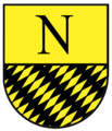 In geteiltem Schild oben in Gold der schwarze Großbuchstabe N, unten von Schwarz und Gold [schräglinks] gerautet Nassau (Main-Tauber-Kreis)