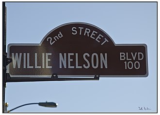 Willie Nelson Boulevard sign in 2010 Willie Nelson (2nd Street) sign.jpg