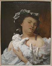 Courbet, La Jeune femme au chat blanc, 1864, Worcester Art Museum.