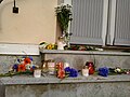 Flowers and vigil candles, Embassy of Netherlands in Estonia.