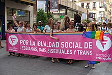 A contemporary protest led by Fundacion Triangulo. 2016 Valladolid Pride 09.jpg