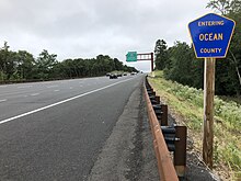 Garden State Parkway southbound entering Ocean County