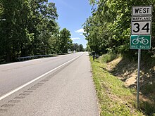 MD 34 westbound in Keedsyville 2020-06-01 15 03 19 View west along Maryland State Route 34 (Shepherdstown Pike) at Maryland State Route 845 (Keedy Drive) in Keedysville, Washington County, Maryland.jpg