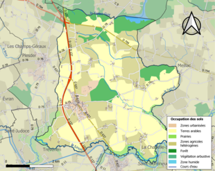 Kolorowa mapa przedstawiająca użytkowanie gruntów.