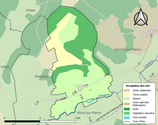 Carte en couleurs présentant l'occupation des sols.