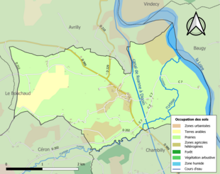 Barevná mapa znázorňující využití půdy.