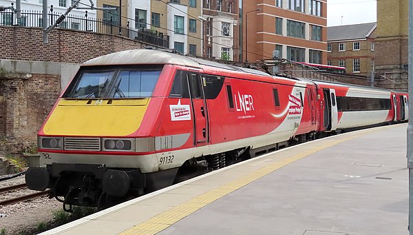 A British Rail Class 91 at London King's Cross station.