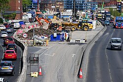 The former temporary eastbound lanes of the A63 in Kingston upon Hull.