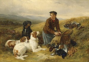 A young gillie with setters and dead game (1877)