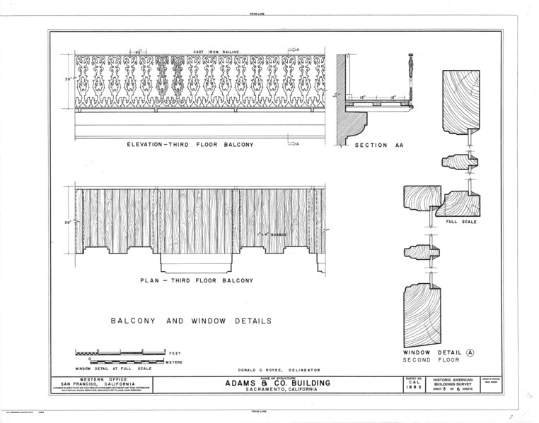 File:Adams and Company Building, 1014 Second Street, Sacramento, Sacramento County, CA HABS CAL,34-SAC,17- (sheet 5 of 6).tif