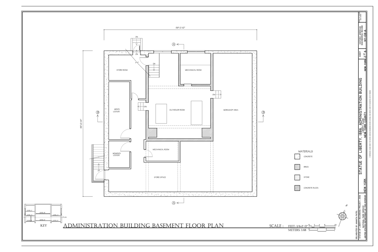 NYC Building Floor Plans File Administration Building  Basement Floor  Plan  Statue 