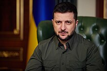 Volodymyr Zelenskyy in April 2022 All our actions and every minute are aimed at forcing Russia to recognize the truth - address by the President of Ukraine. (51996021539).jpg