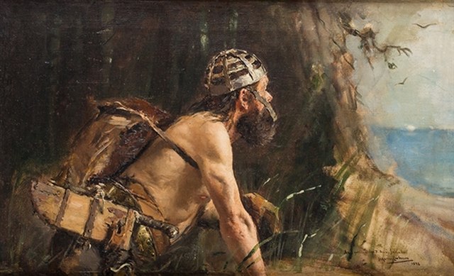 Painting of an Almogavar warrior. José Moreno Carbonero. 1898