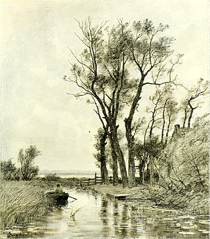 Bords de rivière. Hollande (avant 1904), huile sur toile, ancienne collection José Frappa